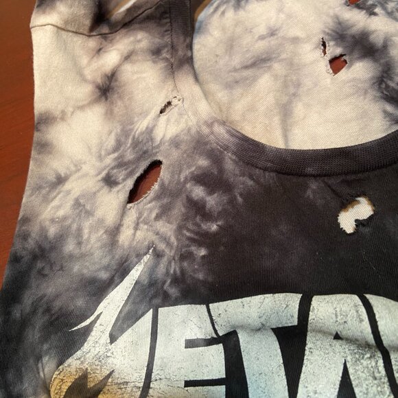 METALLICA SKULL DISTRESSED CUT & HOLES T-SHIRT MUSCLE SHIRT SMALL - Picture 3 of 9